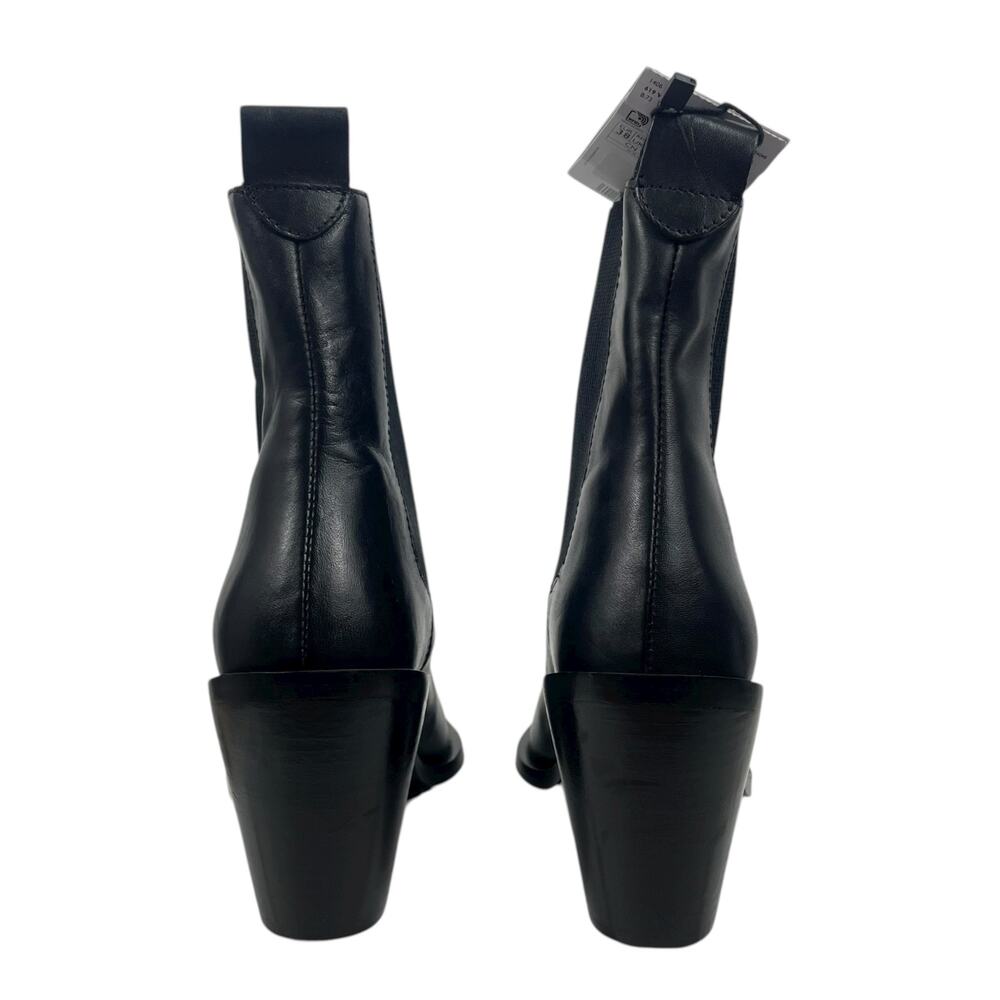 Mango Leather Pointed Toe Short CowboyBoots Black Size 38/ 7.5 - Picture 8 of 12
